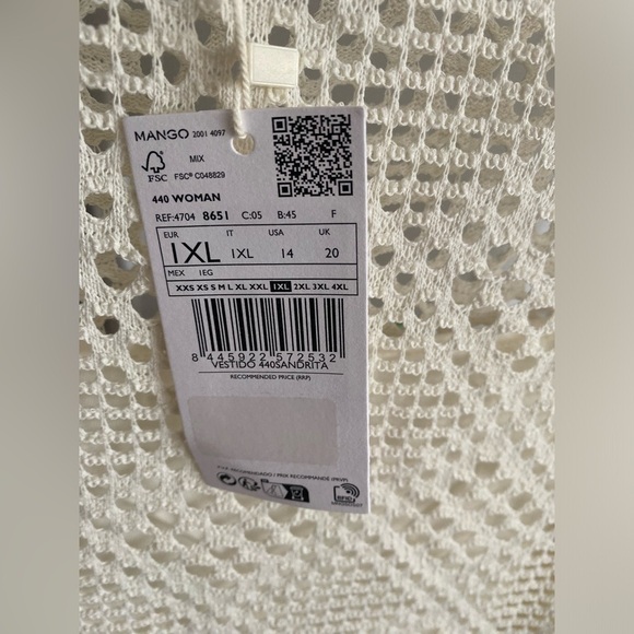 Mango Beige Boho Festival Crochet Beach Summer Tunic  Mini Dress Sz 14 - Picture 9 of 11